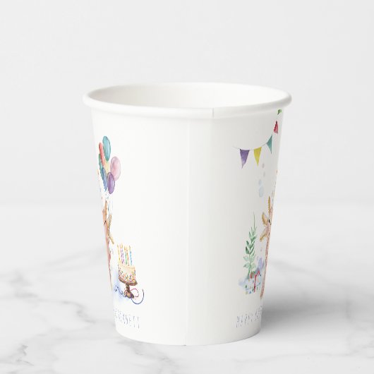 Cute Waterverf Axolotl Birthday Party Papieren Bekers (Rechts)