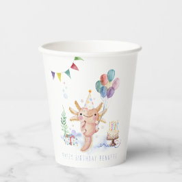 Cute Waterverf Axolotl Birthday Party Papieren Bekers