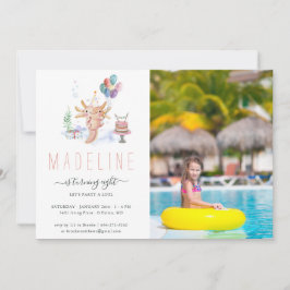 Cute Waterverf Axolotl Birthday Party Photo Invit Kaart