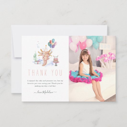 Cute Waterverf Axolotl Hartelijk dank Bedankkaart (Voorkant)