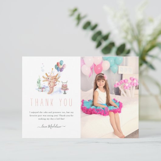 Cute Waterverf Axolotl Hartelijk dank Bedankkaart (Staand voorkant)