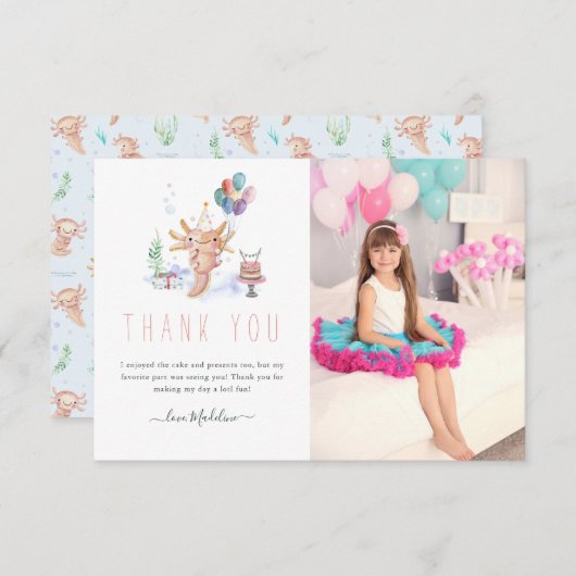 Cute Waterverf Axolotl Hartelijk dank Bedankkaart (Voorkant / Achterkant)