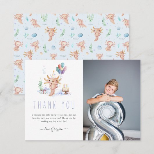 Cute Waterverf Axolotl Hartelijk dank Bedankkaart (Voorkant / Achterkant)