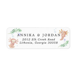 Cute Waterverf Axolotl | Retouradreslabel Etiket