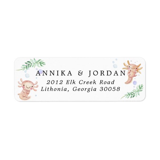 Cute Waterverf Axolotl | Retouradreslabel Etiket (Voorkant)