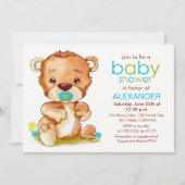 Cute Waterverf Baby Beer Boy Baby shower Kaart (Voorkant)
