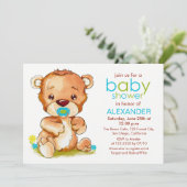 Cute Waterverf Baby Beer Boy Baby shower Kaart (Staand voorkant)