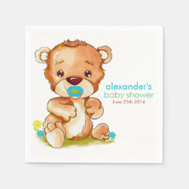 Cute Waterverf Baby Beer Boy Baby shower Servetten
