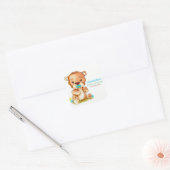 Cute Waterverf Baby Beer Boy Baby shower Vierkante Sticker (Envelop)
