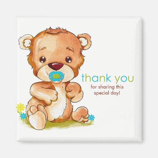 Cute Waterverf Baby Beer Boy Dank u Magneet (Voorkant)