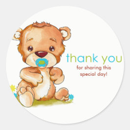 Cute Waterverf Baby Beer Boy Dank u Ronde Sticker