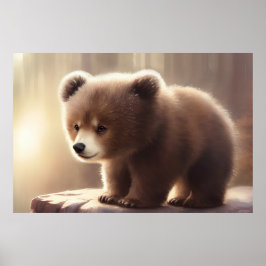 Cute waterverf baby beer cub poster