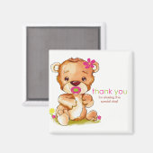 Cute Waterverf Baby Beer Meisje Dank je Magneet (Voorkant / Achterkant)