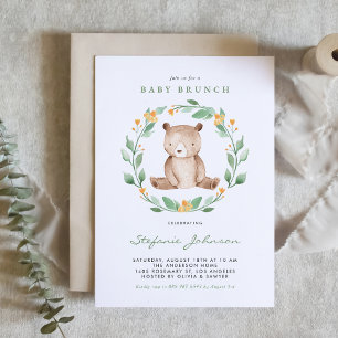 Cute Waterverf Baby Beer Woodland Baby Brunch Kaart