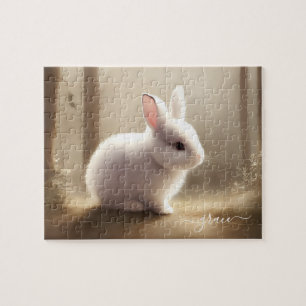 Cute waterverf baby bunny, name legpuzzel
