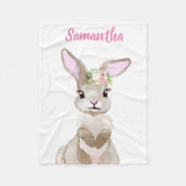 Cute Waterverf Baby Bunny Personalized Fleece Deken (Voorkant)