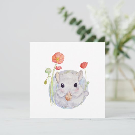 Cute Waterverf Baby Chinchilla verjaardag Kaart (Staand voorkant)
