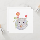 Cute Waterverf Baby Chinchilla verjaardag Kaart (Voorkant / Achterkant in situ)
