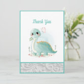 Cute waterverf Baby Dinosaur Green Bedankkaart (Staand voorkant)
