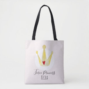 Cute Waterverf Baby Girl Prinses & Name Mama Tote Bag