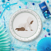 Cute Waterverf Baby kruipend Baby shower Papieren Bordje (Feest)