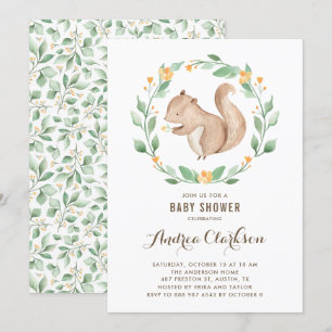 Cute Waterverf Baby Squirrel Woodland Baby shower Kaart