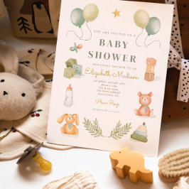 Cute Waterverf Baby Toys Baby shower Kaart