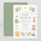 Cute Waterverf Baby Toys Baby shower Uitnodiging (Voorkant / Achterkant)