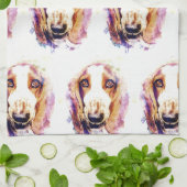 Cute Waterverf Basset Hound Dog Face Head Theedoek (Gevouwen)