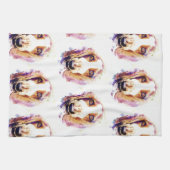 Cute Waterverf Basset Hound Dog Face Head Theedoek (Horizontaal)