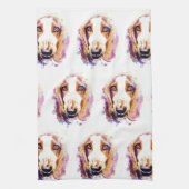 Cute Waterverf Basset Hound Dog Face Head Theedoek (Verticaal)