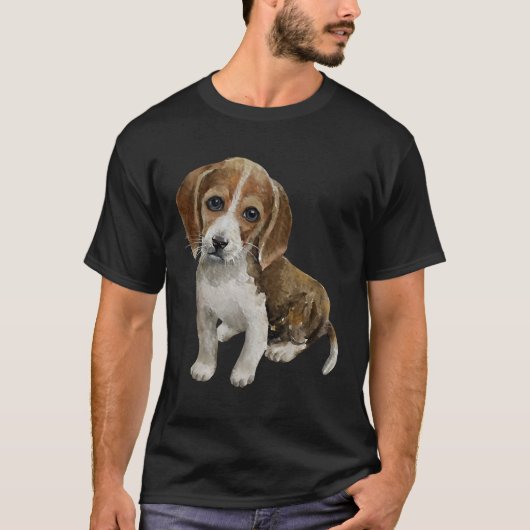 Cute Waterverf Beagle Puppy Dog Trendin T-shirt (Voorkant)