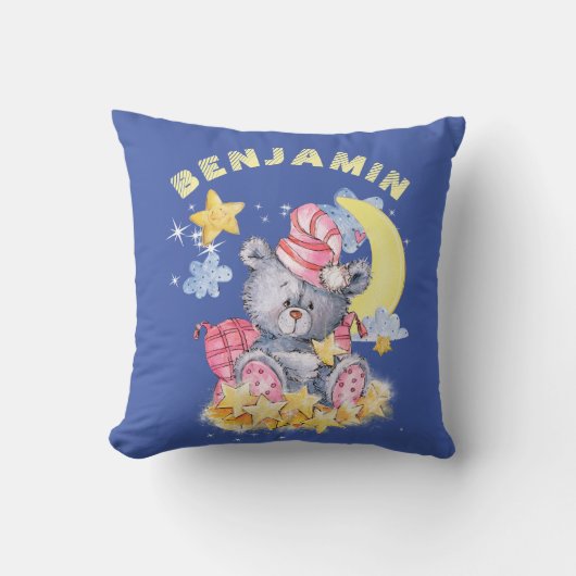 Cute Waterverf Beer Slaaptijd Nursery Kussen (Voorkant)