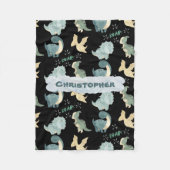 Cute Waterverf Black Dinosaur Pattern Fleece Deken (Voorkant)