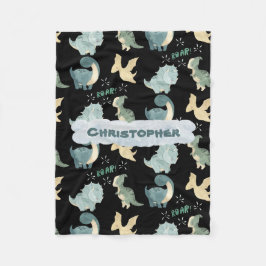 Cute Waterverf Black Dinosaur Pattern Fleece Deken