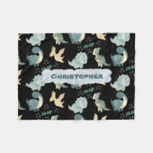 Cute Waterverf Black Dinosaur Pattern Fleece Deken (Voorkant (Horizontaal))
