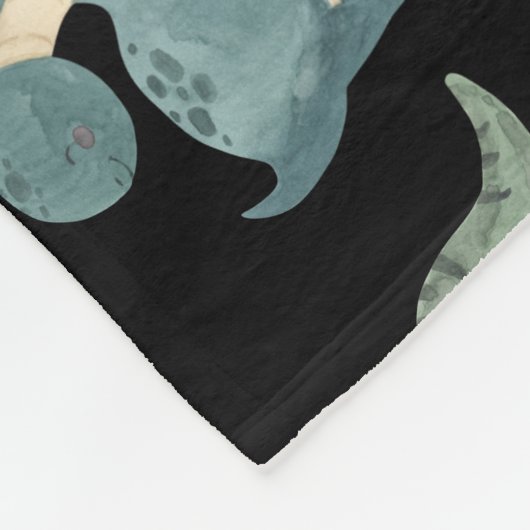 Cute Waterverf Black Dinosaur Pattern Fleece Deken (Hoek)