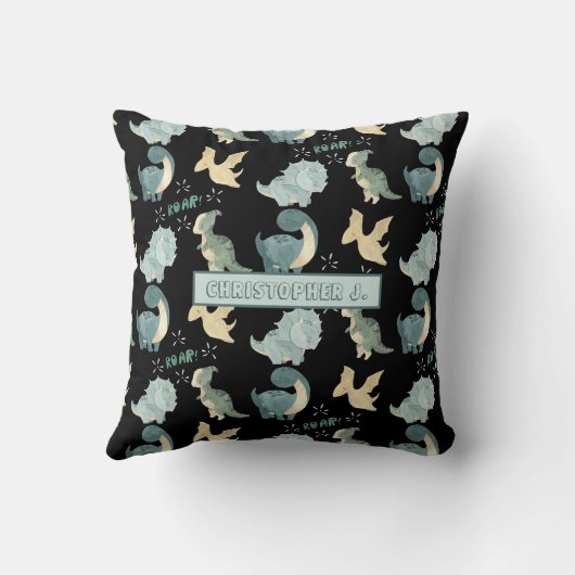 Cute Waterverf Black Dinosaur Pattern Kussen (Achterkant)