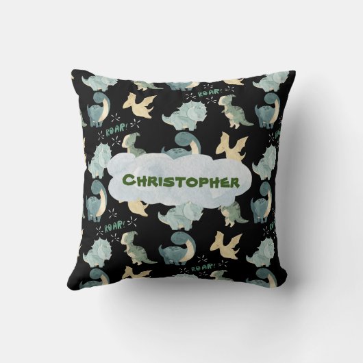 Cute Waterverf Black Dinosaur Pattern Kussen (Achterkant)
