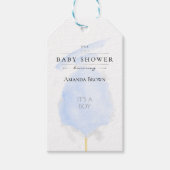 Cute Waterverf Blue Cotton Snoep Baby shower Cadeaulabel (Voorkant)