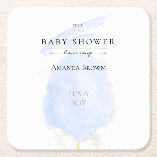 Cute Waterverf Blue Cotton Snoep Baby shower Kartonnen Onderzetters (Voorkant)