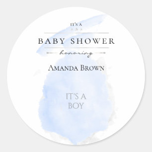 Cute Waterverf Blue Cotton Snoep Baby shower Ronde Sticker