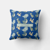 Cute Waterverf Blue Dinosaur Pattern Sierkussen (Achterkant)