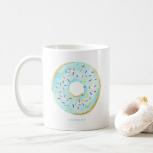 Cute Waterverf Blue Donut Sprinkles Personalized Koffiemok