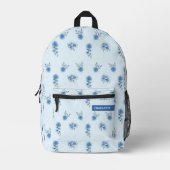 Cute Waterverf Blue Floral Pattern Bedrukte Rugzak (Voorkant)