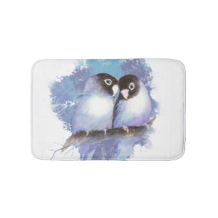 Cute Waterverf Blue Lovebird Bird Natuur Art Badmat