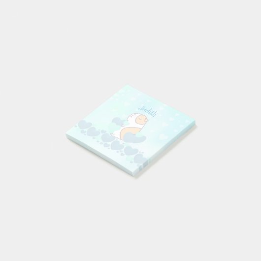 Cute Waterverf Blue Name School Post-it® Notes (Schuin)