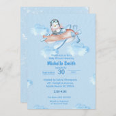 Cute Waterverf Blue Penguin Pilot Kaart (Voorkant / Achterkant)