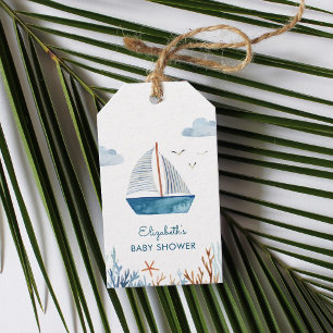 Cute Waterverf Boat Nautical Baby shower Cadeaulabel