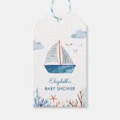 Cute Waterverf Boat Nautical Baby shower Cadeaulabel (Voorkant)